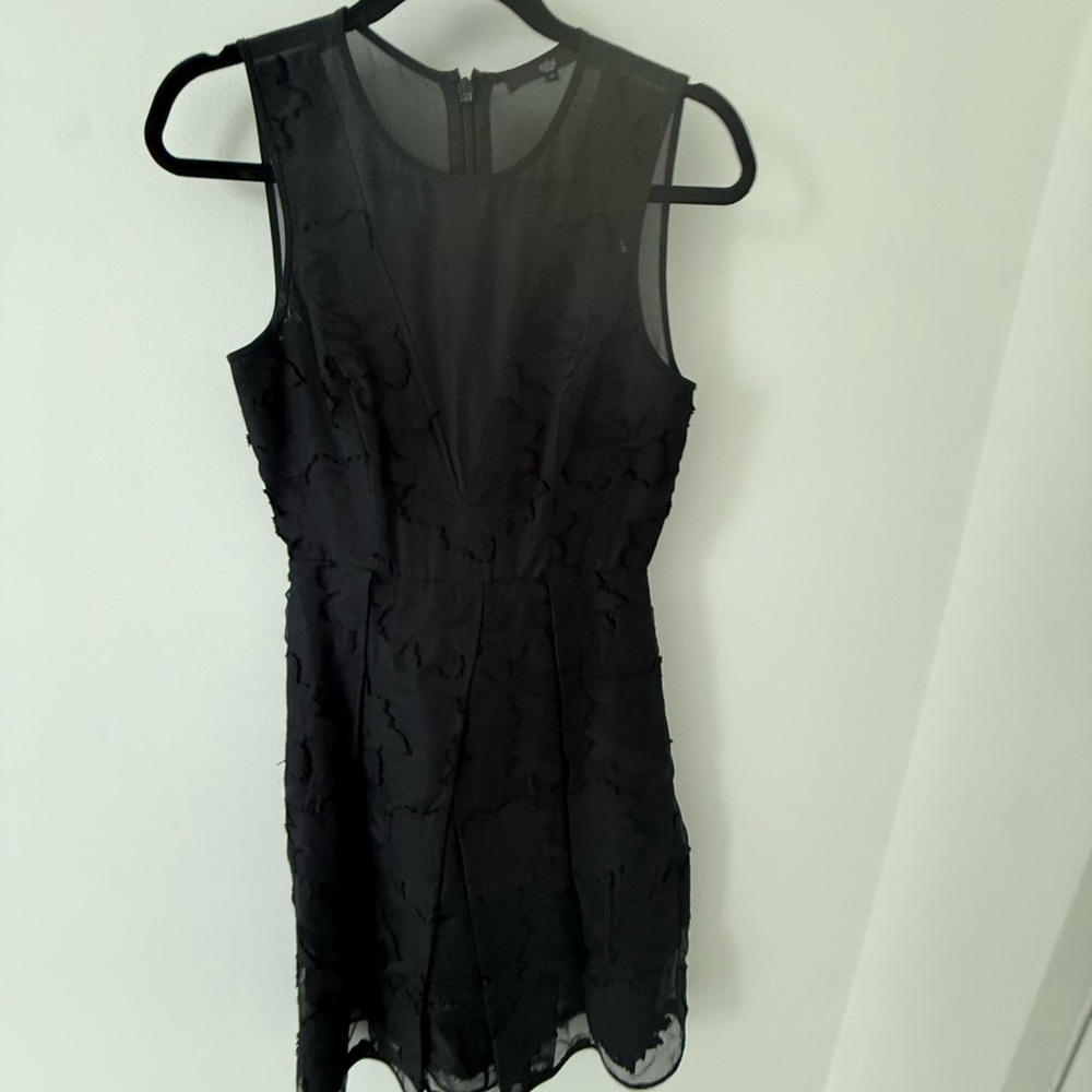 Tibi Black Sleeveless Textured Mini Dress